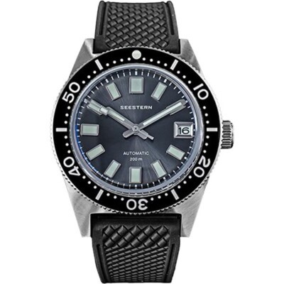 Seestern 62mas Full Lume Automatik Stahl Grau Datum Silikon Herrenuhr