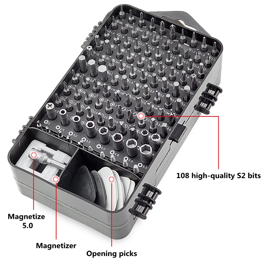 Juego de destornilladores pequeños 138 en 1 con estuche mini kit magnético con 108 brocas EE. UU. Foto 2 de 4