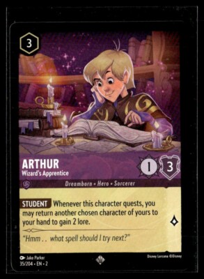 Disney Lorcana Rise of the Floodborn Arthur Wizard's Apprentice Non Foil 35/204