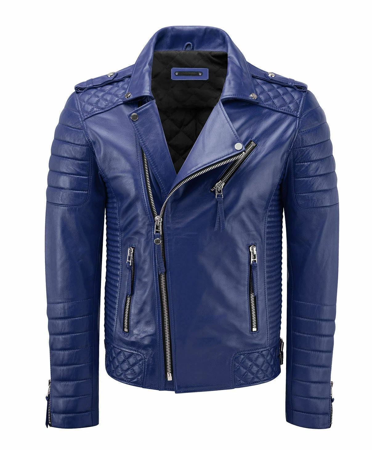 Designer New Mens Blue Leather Jacket 100% Soft Lambskin Motorcycle Biker Jacket