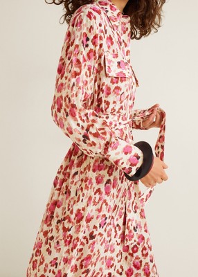 mango pink leopard print dress