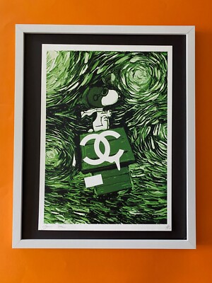 Death NYC Large Framed 16x20in Pop Art Graffiti Certified Snoopy Schulz Chanel