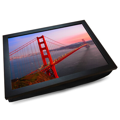 Deluxe gepolstertes Lap Tray | Holzrahmen | Golden Gate Bridge San Francisco #CF