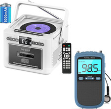 Boombox CD Player,Cd Cassette Player Combo with Bluetooth,10W Hifi Speakers,Buil