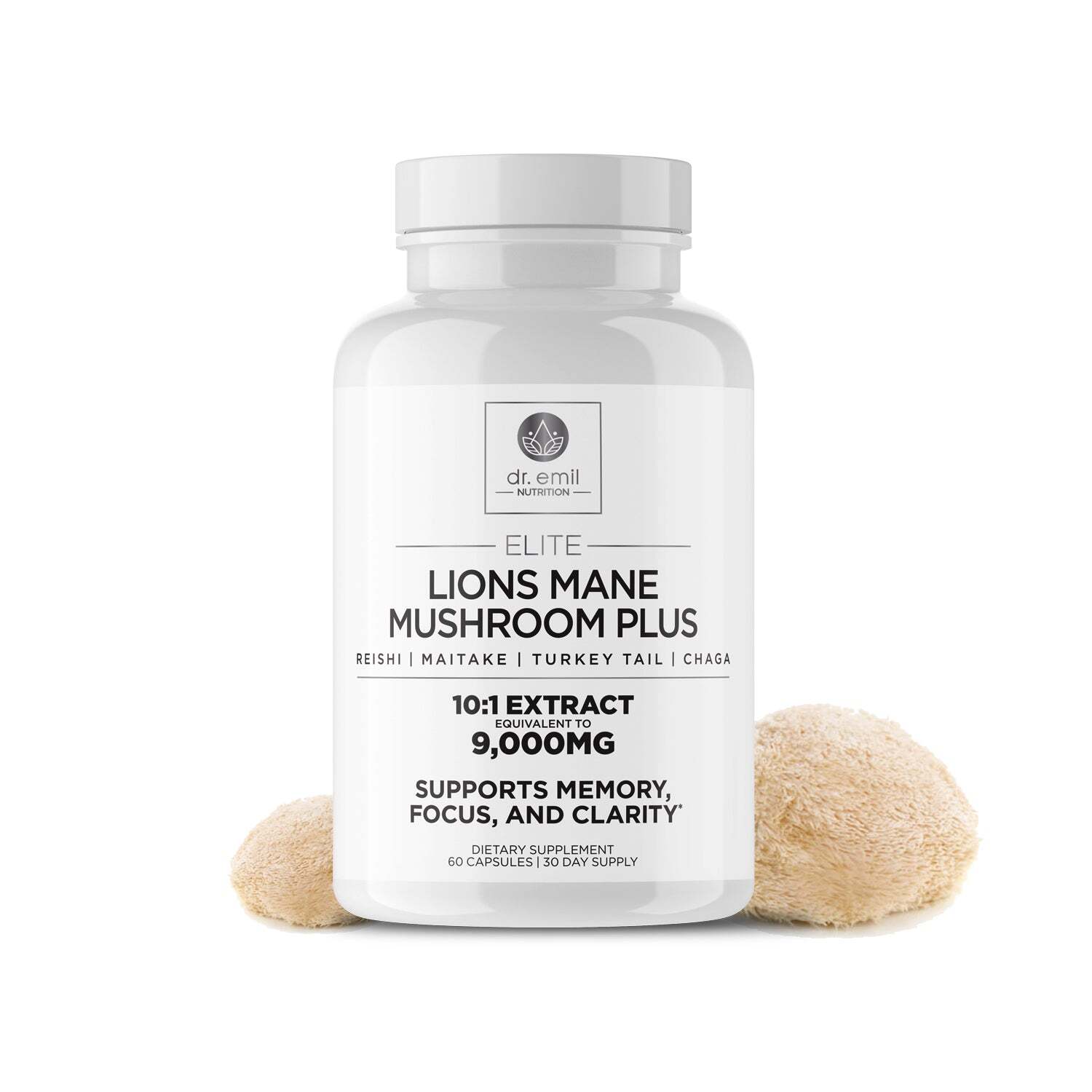 Dr. Emil Nutrition Elite Lion's Mane Mushroom Plus Chaga, Reishi
