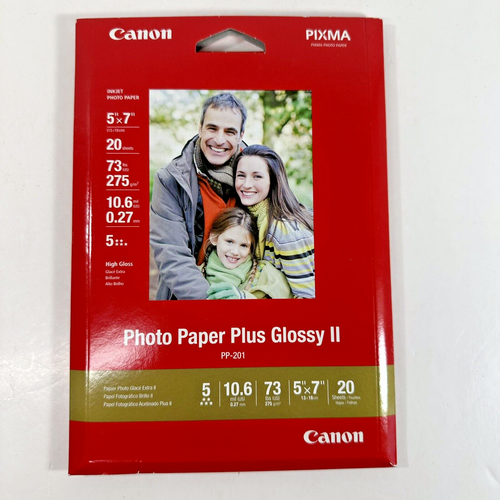Canon Pixma Photo Paper Plus Glossy II 5" x 7" PP201 inkjet 20 Sheets
