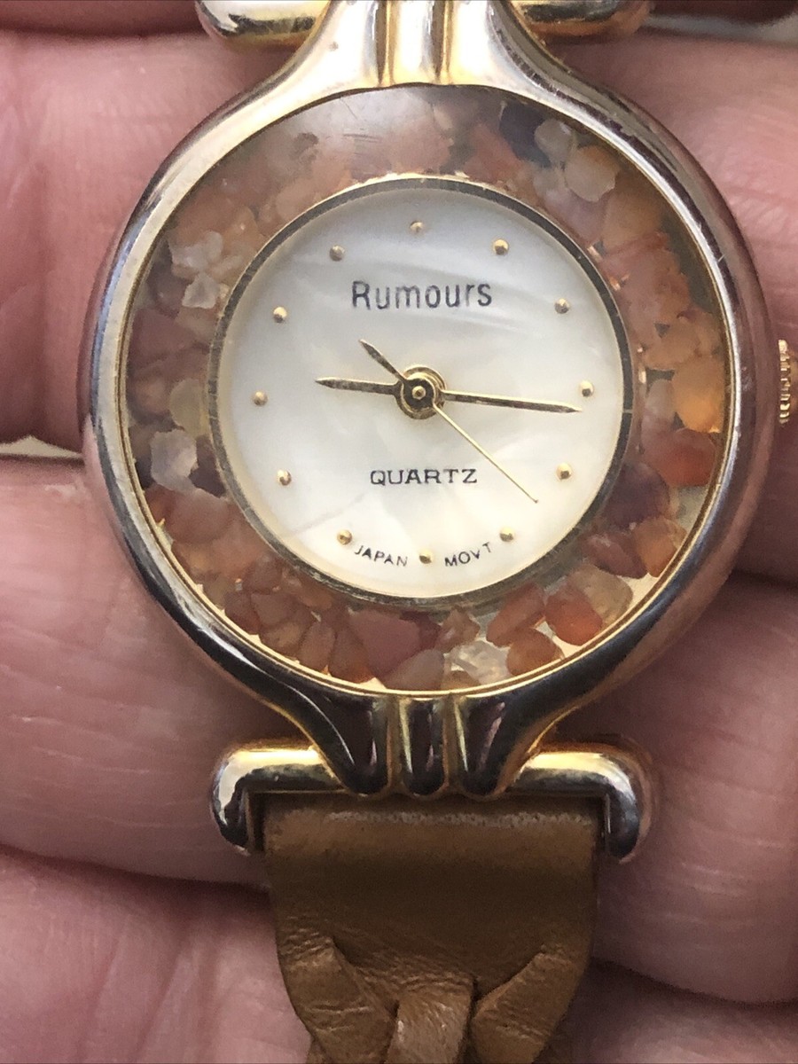 Montre Femme Vintage Rumours - Boîtier Or Jaune 27mm, Cadran Blanc - Fonctionne Avec Pile Neuve - Occasion