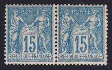 FRANCE 1892 Peace and Commerce 15c Pair SG 279 Mint no gum
