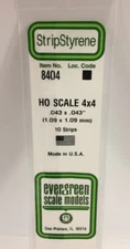 Evergreen Scale Models #8404 POLYSTYRENE STRIPS, .043" X .043" - More Below