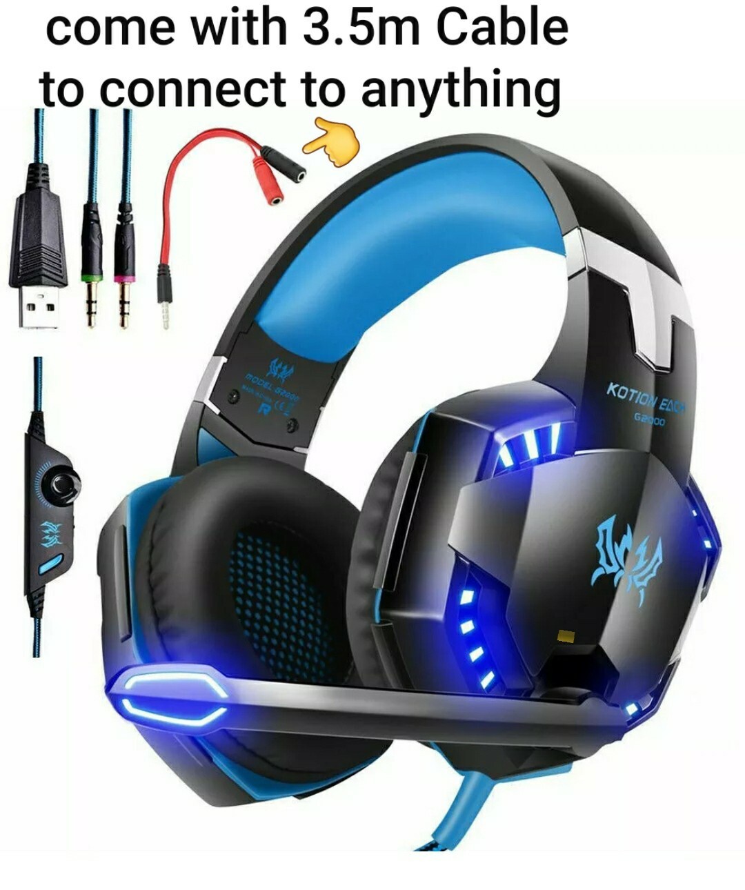 Gaming Headset for PS4  Xbox One PC Nintendo Switch with mic and led lights new-image