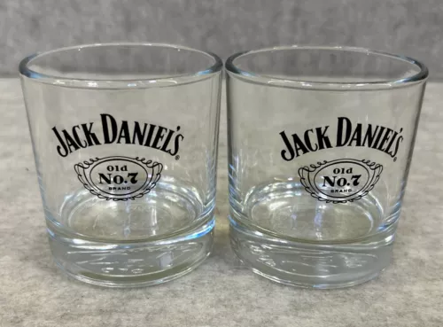Jack Daniels Old No. 7 Brand Whiskey Rocks Set Lot of 2 Pair Drinking Glass