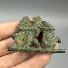 Unique Ancient Roman Greek Zeus With Companion Bronze Belt Buckle