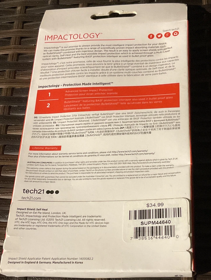 Tech21 Impact Shield Screen Protector for HTC One M9 w/ BulletShield Technology! - Image 2 of 3