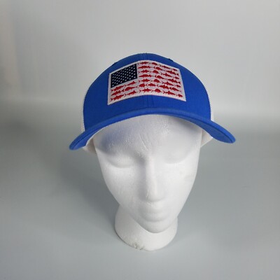 Columbia PFG Mesh Fitted Sz S/M Flex Fit Fish Flag Hat American