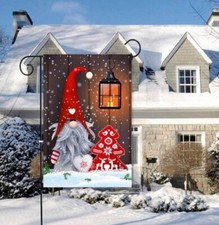 Winter Christmas Gnome Garden Flag-12x18 Double Sided Holiday Xmas Snowflak Seas