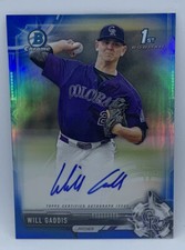 2017 1st Bowman Chrome Will Gaddis Rockies Blue Refractor Auto 117/150