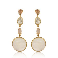 Mother Of Pearl Gemstone Dangle Earrings 925 Silver Wedding Jewelry Gift