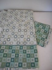 Vintage Set Green white King Pillowcases Westpoint Stevens USA Made Squares