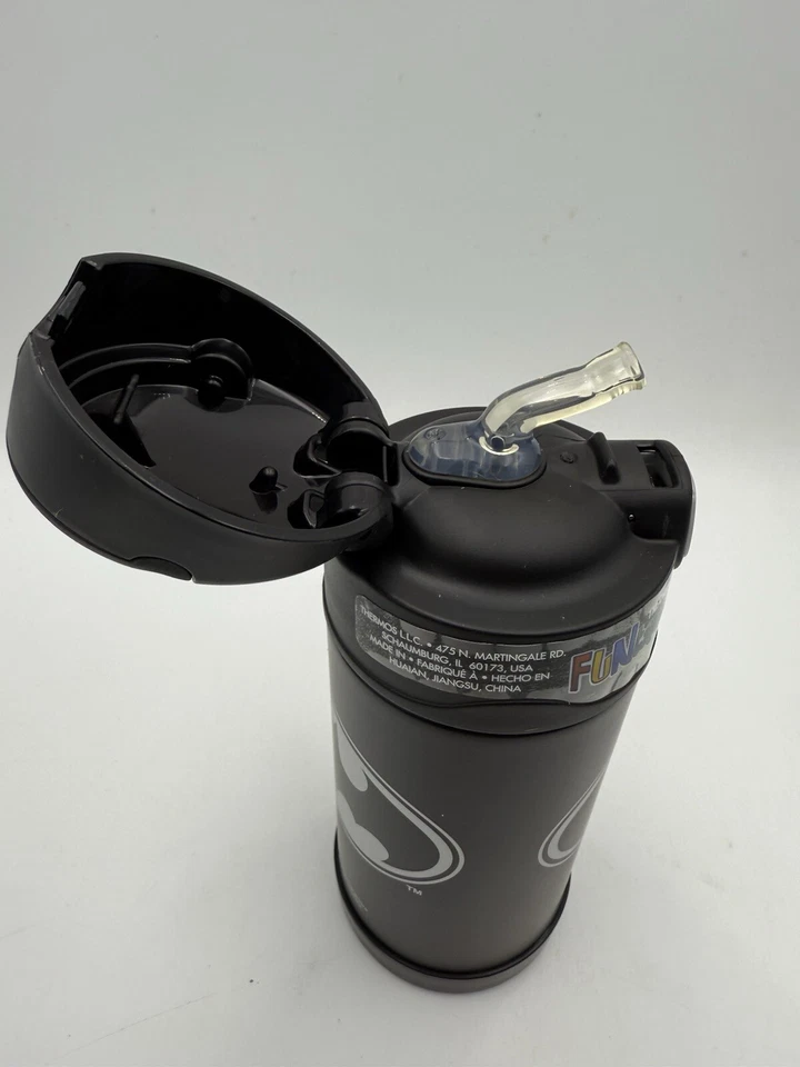 Botella de paja aislada al vacío marca Thermos FUNTAINER, 12 oz, Batman, negra, NUEVA Foto 3 de 4