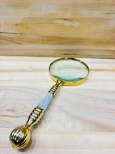 Vintage magnifying glass with solid brass with Mother of Pearl handle 4 inch