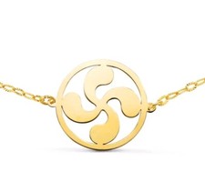 Bracelet Or 18K 750 MLS. Lauburu, Croix Basque 14 MM. Longueur 17 + 3 Cm.