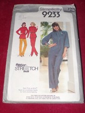 1979 SIMPLICITY 9233-LADIES PULLOVER TUNIC PANTS PATTERN 10-14 / 16-20 FF
