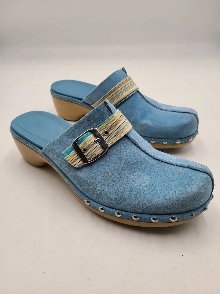 Sandali blu da donna Ecco taglia 42 EUR 11 11 5 US pelle slide on muli