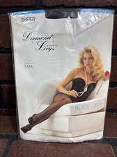 Vintage Diamond Legs Pantyhose Sheer -Small / Medium, Black