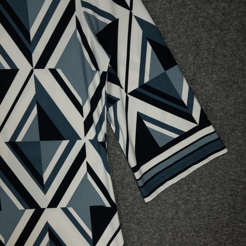 Maria Gabrielle Sheath Dress Women's M Grey Blue Triangle Geometric Knee Length - Picture 5 of 10