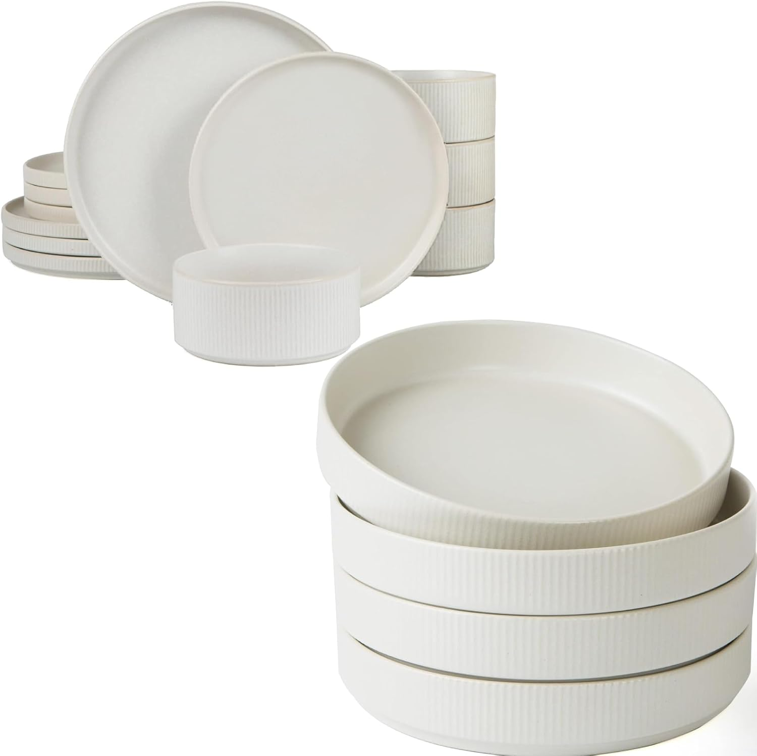 Elegant Stoneware Star Dinnerware Set for 4 with Plates and Bowls, 16-Piece