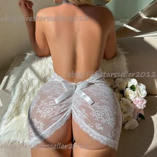 Halter Babydoll Dress G-String Nightwear Sexy Women Lingerie Sleepwear Bodysuit