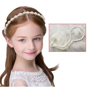 Flower Girls Pearl Lace Headband Hair Band Headwear Kids Wedding