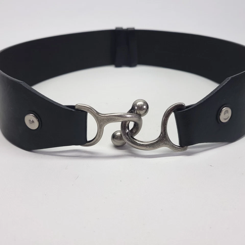 Coldwater Creek Belt 28 30 32 S M Split Leather Waist Wide Black - Image 2 of 4