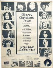 DEEP PURPLE RECORDS 1971 original POSTER ADVERT MERRY CHRISTMAS