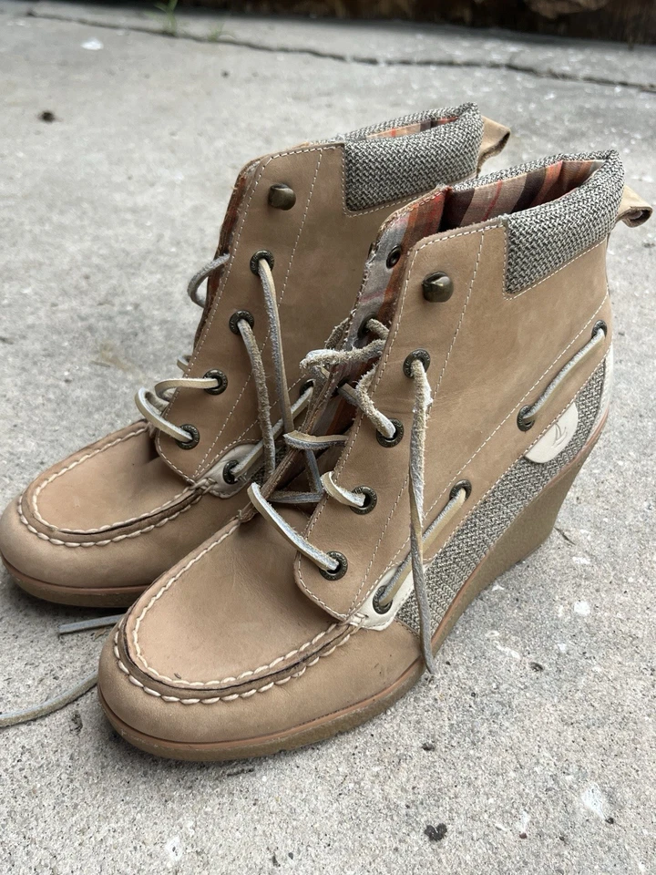 Botas al tobillo Sperry Top-Sider Wedge 9103094 tostadas con cordones para mujer 8 Foto 2 de 4