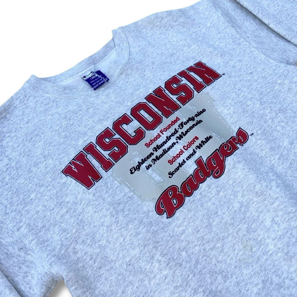 Винтажная женская толстовка 90-х Champion размер Large University of Wisconsin Badgers - Изображение 2 из 4