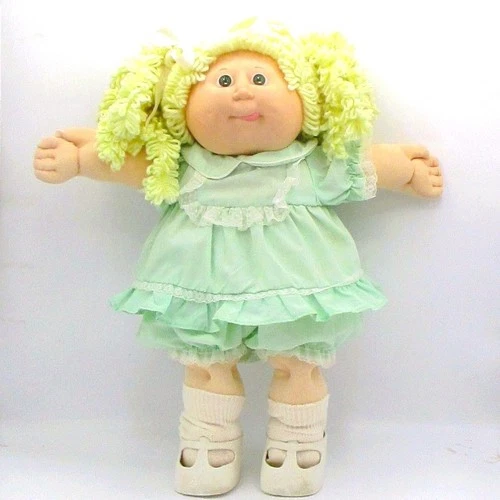 Vtg CPK 1987 Doll Lemon POPCORN Hair Green Eyes Tongue Out HM # 11 Outfit