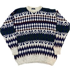 Vintage 90s Woolrich Wool Blend Multicolor Knit Crewneck Sweater Size L