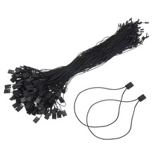 1000pcs Polyester Hang Tag String 9.1" - Plastic Snap Lock Pin Loop Black