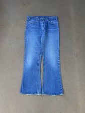 Vintage 80  s Levi  s 646 Orange Tab Bellbottom Flare Faded Denim Jeans Size 33x29