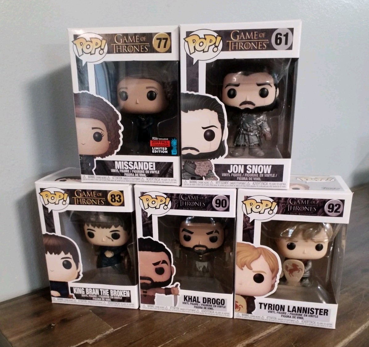 Funko Pop! Game Of Thrones Lot Of 5: Tyrion Lannister, Khal Drogo, Jon Snow