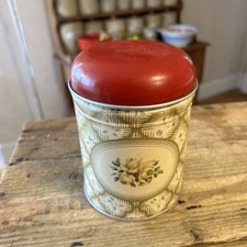 Vintage Worcester Ware Cranbourne Red Roses Lidded Storage Tin / Canister Sugar