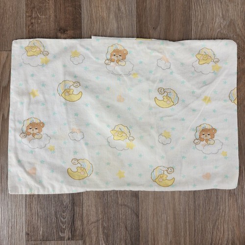 Vintage 1985 Morgan Inc Sleepy Bear Moon Stars Pastel Toddler Pillowcase