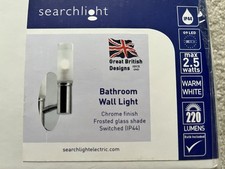 Search Light Bathroom Wall Light Chrome Frosted Glass Warm White Wall Light