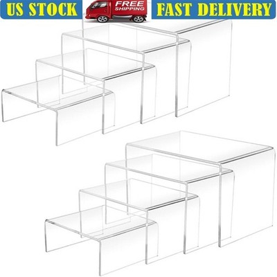 Acrylic Display Risers Multi-purpose Clear Stands Home Shop Events 8 Pieces New