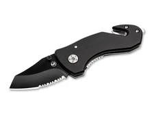 BOKER MAGNUM® Black Rescue Knife 3.00" Blade 440A Belt Cutter Aluminum - 01MB456