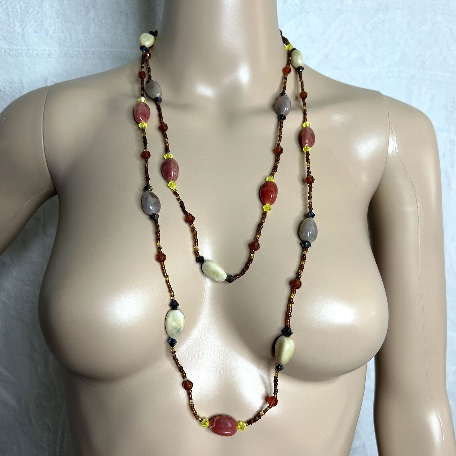 Multi Colored Double Beaded Necklace - image 1