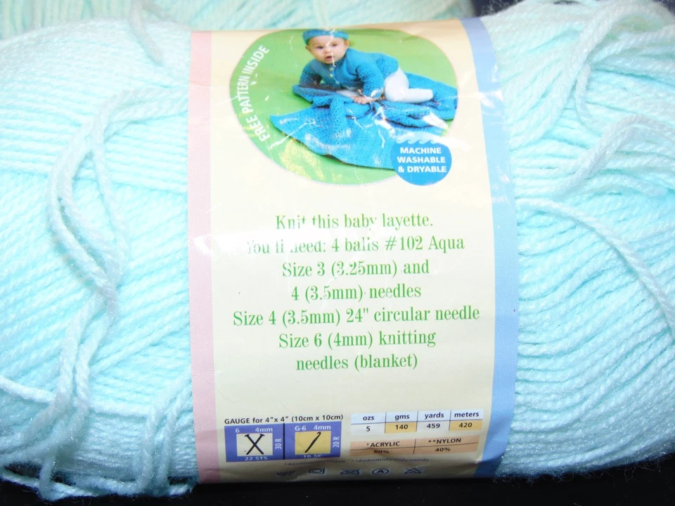 Manta para bebé 3 madejas marca león hilo suave verde pastel pompadour Foto 2 de 3