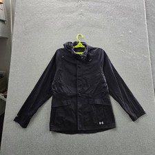 Under Armour Women Jacket L Black Zipper Anorak Hooded
