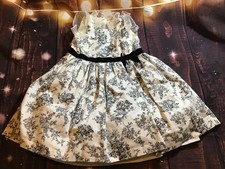 Janie And Jack Black  White Floral Toile Ruffle Dress Size 4
